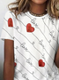 Herz/Herz Print Lässig T-Shirt