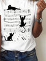 Lockeres Lässiges Looses Shirt mit Rundhalsausschnitt Print Katze 