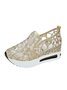Fashion Paillette Atmungsaktiv Mesh Slip On Plateau Sneakers