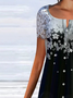 Print Lässig Jersey Weit Kleid