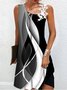Geometrisch Print Patchwork Spitze Kalte Schulter Freizeitkleid