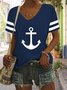 Meer Lässig V-Ausschnitt Anker T-Shirt