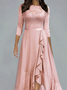 Lässig Unifarben Kleid