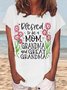 Damen gesegnet zu Sein a Mama Oma und Großartig Oma Lässig Rundhals Briefe T-Shirt