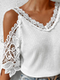 Polyester Baumwolle V-Ausschnitt Spitze Lässig Bluse