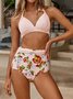 Geblümt Print V-Ausschnitt Lässig Bikini