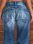 Weit Unifarben Lässig Denim Jeans