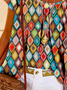 Geometrisch Kurzarm Rundhals Urlaub Bluse