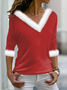 Weihnachten Lässig Jersey Asymmetrisch Weit T-Bluse