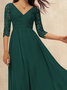 Lässig Chiffon V-Ausschnitt Nahtverarbeitung Kleid