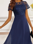 Spitze Weit Rundhals Freizeitkleid