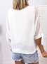 Binden-Manschette Print Chiffon Kurzarm Oberteile