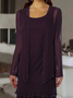Lässig Rundhals Unifarben Chiffon Kleid