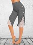 Patchwork Spitze Jersey Farbblock Freizeithose