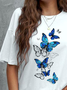 Lässig Schmetterling Rundhals T-Shirt