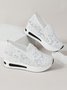Blumenstickerei Mesh Paneeliert Slip-On Keil Sneakers