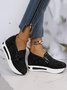 Blumenstickerei Mesh Paneeliert Slip-On Keil Sneakers