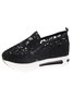 Blumenstickerei Mesh Paneeliert Slip-On Keil Sneakers
