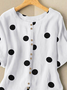 Polka Dots Kurzarm Rundhals Schnalle Lässig Bluse