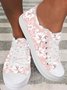 Bequem Weich Sohle Pink Geblümt Segeltuch Schuhe
