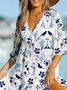 Urlaub V-Ausschnitt Weit Kleid