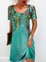 Blumenmuster Rundhals Jersey Freizeitkleid