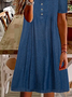 Denim Unifarben Freizeitkleid