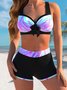 Lässig Ethnisch Print Rundhals Bikini
