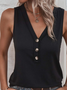 Lässig V-Ausschnitt Schnalle Jersey Tanktop Oberteile