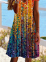 V-Ausschnitt Weit Freizeitkleid
