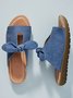 Bequem Weich Unterseite Fashion Verknotet Blau Denim Pantolette