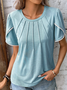 Große Größen Spitze Rundhals Elegant Weit Bluse
