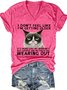 Damen Lustig Zitat  Mürrisch Katze Rundhals Weit Lässig T-Shirt