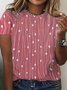 Große Größen Lässig Gestrickt Polka Dots Rundhals T-Shirt
