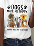 Hund Weit Rundhals Lässig T-Shirt