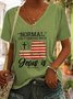 Lässig V-Ausschnitt Flagge Weit T-Shirt