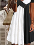 Schwarz-Weiß V-Ausschnitt Minikleid Sommerkleid