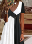 Schwarz-Weiß V-Ausschnitt Minikleid Sommerkleid
