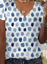 Aquarell Polka Dots Lässig V-Ausschnitt Weit T-Shirt