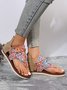 Blumenmuster Postleitzahl Zurück Schnürung Sommer Zehentrenner-Sandalen