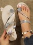 Strass Verziert Schuhspitze Ring Strand Gurt Pantolette