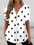 Polka Dots Lässig V-Ausschnitt Weit Bluse