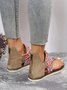 Blumenmuster Postleitzahl Zurück Schnürung Sommer Zehentrenner-Sandalen