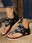 Blumenmuster Postleitzahl Zurück Schnürung Sommer Zehentrenner-Sandalen