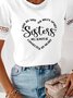 Lässig Textbriefe Rundhals Spitze Weit T-Shirt