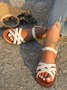 Retro Geflochten Unifarben Slip On Strand Pantolette