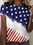 Damen  Amerika-Flagge Print T-Shirt