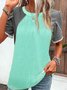 Rundhals Lässig Farbblock Bluse