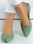 Wasserdicht Geblümt Keilabsatz Slingback Flache Schuhe