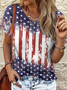 Amerika-Flagge Lässig Rundhals T-Shirt
